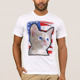 Camiseta Bandeira americana do gatinho patriótico bonito 4