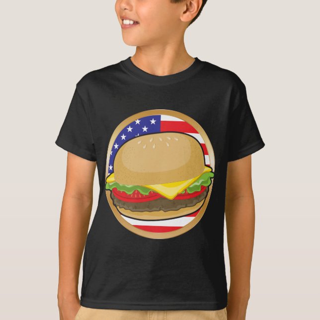 Camiseta Bandeira americana do Hamburger (Frente)