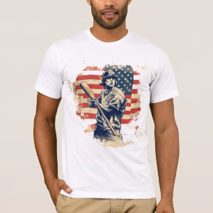 Camiseta Bandeira Americana do Jogador de Beisebol