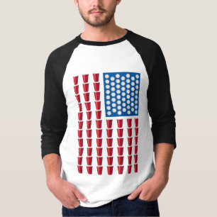 Camiseta Bandeira americana do jogo do bebendo de Pong da