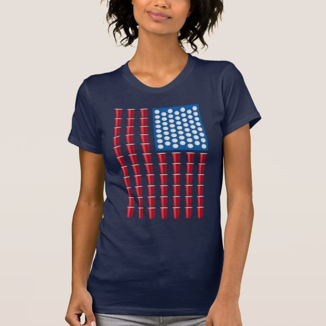 Camiseta Bandeira americana do jogo do bebendo de Pong da (Frente)