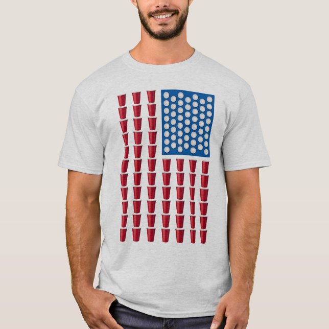 Camiseta Bandeira americana do jogo do bebendo de Pong da (Frente)