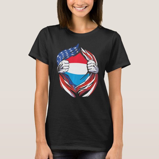 Camiseta Bandeira Americana do Luxemburgo Orgulho do Meu Lu (Frente)