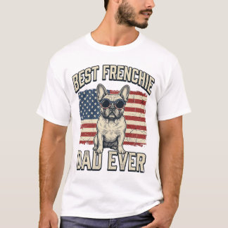 Camiseta Bandeira Americana do Papai Frenchie Vintage