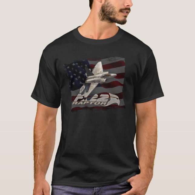 Camiseta Bandeira americana do raptor F-22 (Frente)