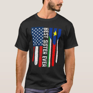 Camiseta Bandeira Americana do Sudão do Sul Melhor Irmã Eve