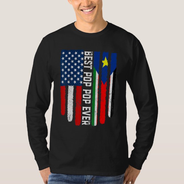 Camiseta Bandeira Americana do Sudão do Sul Melhor Pop de P (Frente)