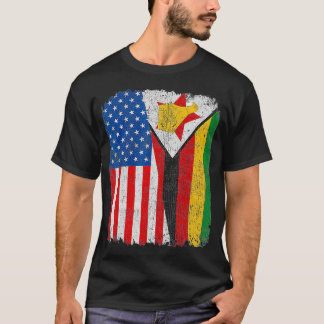 Camiseta Bandeira Americana do Zimbábue Half EUA Root Pr