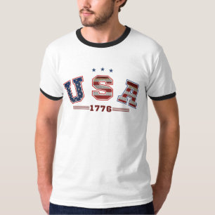 Camiseta Bandeira Americana dos EUA 1776 Dia 4 de Julho Dia