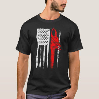 Camiseta Bandeira Americana dos EUA Arborista Motosserra Le