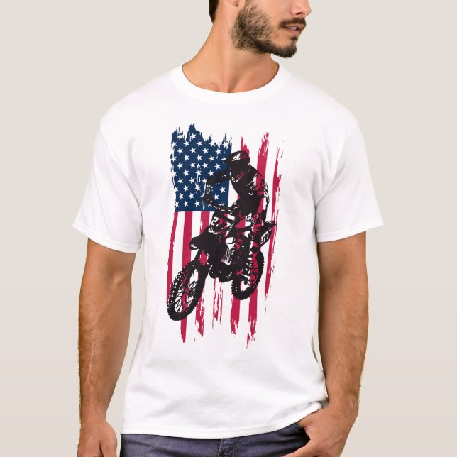 Camiseta Bandeira americana dos EUA do motocross da (Frente)