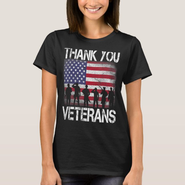 Camiseta Bandeira Americana dos EUA Obrigado Veteranos Orgu (Frente)