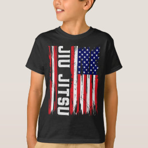 Camiseta Bandeira Americana dos EUA Polícia Jiu Jitsu Brasi
