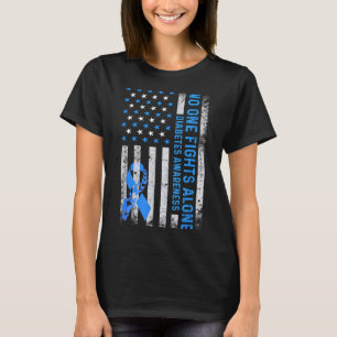 Camiseta Bandeira Americana dos EUA Sem Lutar Sozinho Diabe