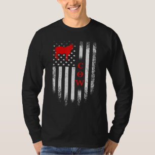 Camiseta Bandeira Americana dos EUA Vintage Vaca Animais de