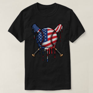 Camiseta Bandeira Americana Drip de Beisebol Esporte de B