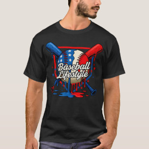 Camiseta Bandeira Americana Drip de Beisebol Para Meninos J