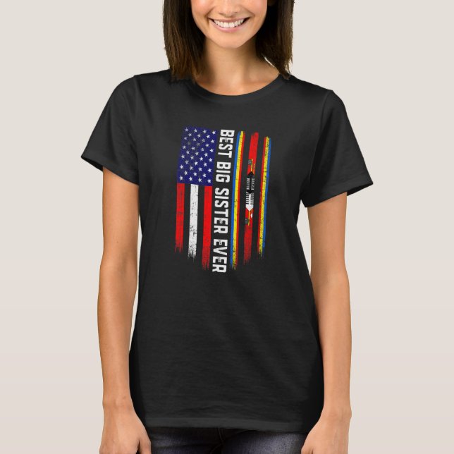 Camiseta Bandeira Americana e Bandeira da Suazilândia Melho (Frente)