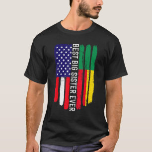 Camiseta Bandeira Americana e Benin Sinalizador Melhor Irmã