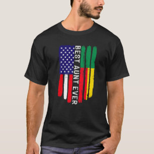 Camiseta Bandeira Americana e Benin Sinalizador Melhor Tia