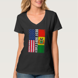 Camiseta Bandeira Americana e Bolívia Melhor Esposa do Mund