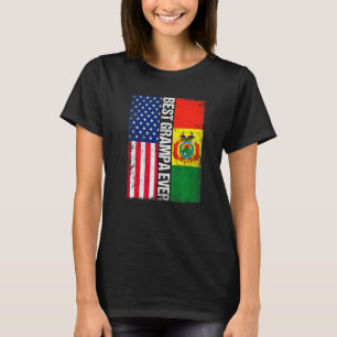 Camiseta Bandeira Americana e Bolívia Melhor Grampa Já Fami