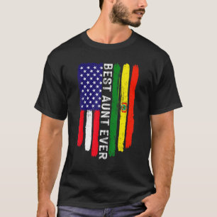 Camiseta Bandeira Americana e Bolívia Melhor Tia Nunca Famí