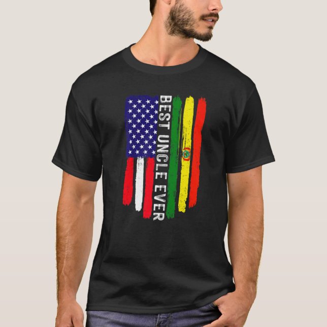 Camiseta Bandeira Americana e Bolívia Melhor Tio Nunca Fami (Frente)