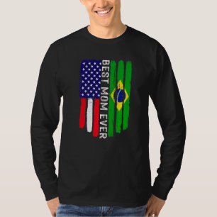 Camiseta Bandeira Americana e Brasil A Melhor Mãe Da Famíli