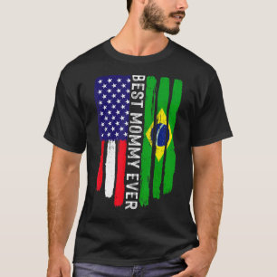 Camiseta Bandeira Americana e Brasil Melhor Mamãe Da Famíli