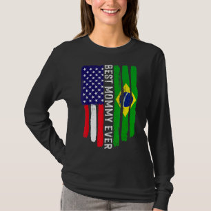Camiseta Bandeira Americana e Brasil Melhor Mamãe Da Famíli