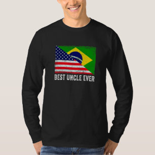 Camiseta Bandeira Americana e Brasil Melhor Tio Família Nun