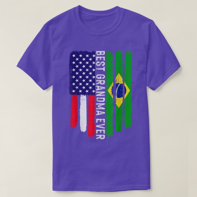 Camiseta Bandeira Americana e Brasil Melhor Vovó Nunca Fami (Frente do Design)
