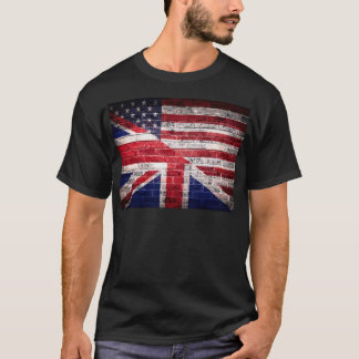 Camiseta Bandeira americana e britânica