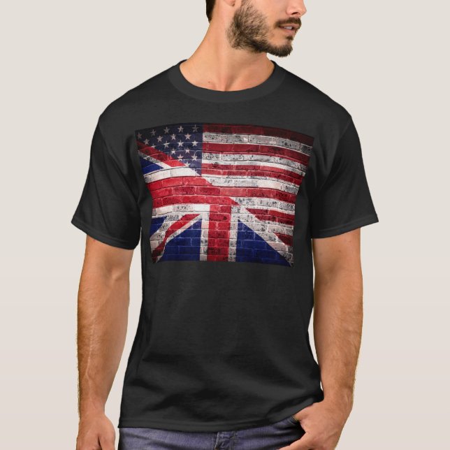 Camiseta Bandeira americana e britânica (Frente)
