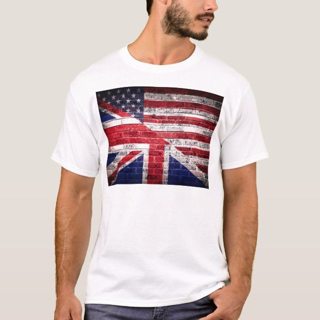 Camiseta Bandeira americana e britânica (Frente)