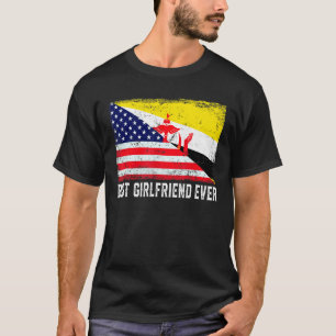 Camiseta Bandeira Americana e Brunei - Melhor Namorada