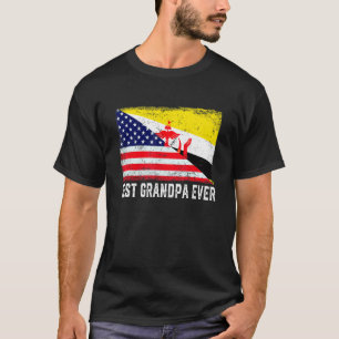 Camiseta Bandeira Americana e Brunei Sinalizador Melhor Avô