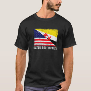 Camiseta Bandeira Americana e Brunei Sinalizador Melhor Irm