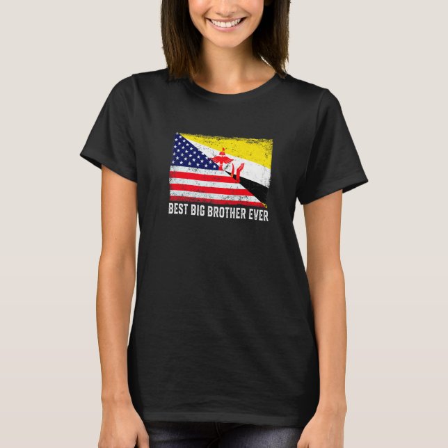 Camiseta Bandeira Americana e Brunei Sinalizador Melhor Irm (Frente)