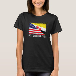 Camiseta Bandeira Americana e Brunei Sinalizador Melhor Vov