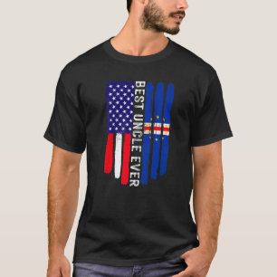 Camiseta Bandeira Americana e Cabo Verde Melhor Tio Ever Fa