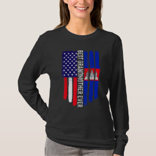 Camiseta Bandeira Americana e Camboja Melhor Avó Eva