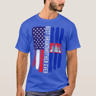 Camiseta Bandeira Americana e Camboja Melhor Avó Eva
