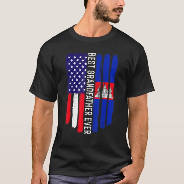 Camiseta Bandeira Americana e Camboja Melhor Avô Eva (Frente)