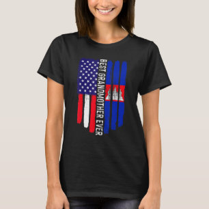 Camiseta Bandeira Americana e Camboja Melhor Avó Eva