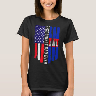 Camiseta Bandeira Americana e Camboja - Melhor Pai Solteiro
