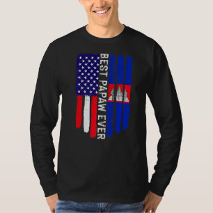 Camiseta Bandeira Americana e Camboja - Melhor Papaw Já Fam