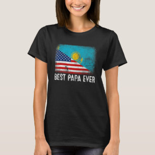 Camiseta Bandeira Americana e Cazaquistão Melhor Papa Febre