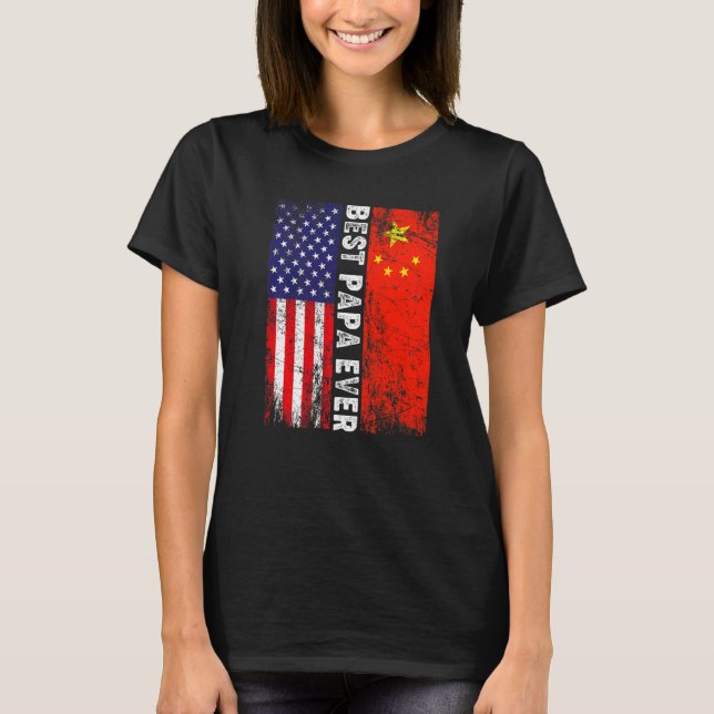 Camiseta Bandeira Americana e China Sinalizador Melhor Famí (Frente)
